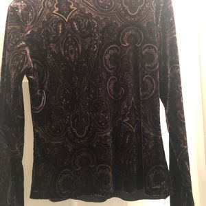 Soft velour long sleeve top, PS,  polyester, Black & gold